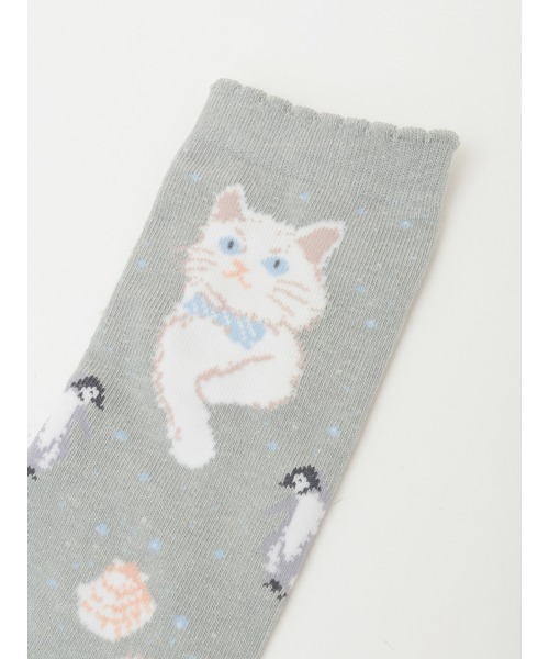 PINK HOUSE（ピンクハウス）の「さざ波とねこ柄ソックス（ソックス/靴下・レディース・ピンク/ライトブルー/アイボリー/ネイビー/グレー・フリー）」の20枚目の写真
