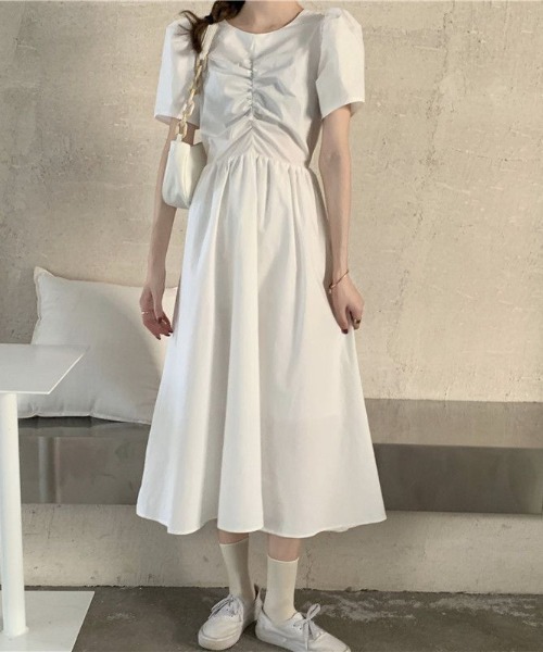 Mejoul（メジュール）の「バックリボンパフスリーブロングワンピース（ワンピース・レディース・ホワイト/ブラック・M）」の15枚目の写真
