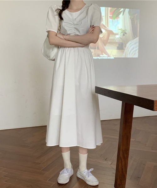 Mejoul（メジュール）の「バックリボンパフスリーブロングワンピース（ワンピース・レディース・ホワイト/ブラック・M）」の13枚目の写真
