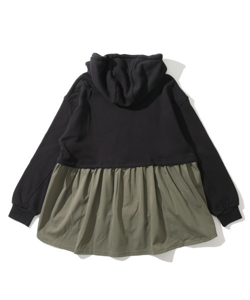 KRIFF MAYER Lady's Collection（クリフメイヤーレディースコレクション）の「【本体綿100％】異素材切替ざっくり裏毛ジャケット（パーカー・レディース・ベージュ/パープル/カラフル/ブラック/ナチュラル/グレー・MEDIUM/LARGE）」の17枚目の写真