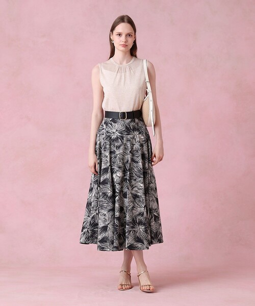 セール】ブラッシュフラワープリントフレア スカート（スカート