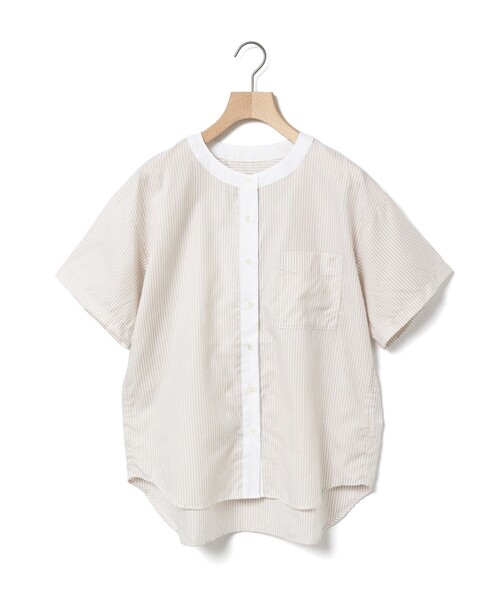 MidiUmi(ミディウミ)の「MidiUmi クレリックストライプシャツ(シャツ/ブラウス・レディース・ライトブルー/ベージュ/ブラック・FREE)」の2枚目の写真