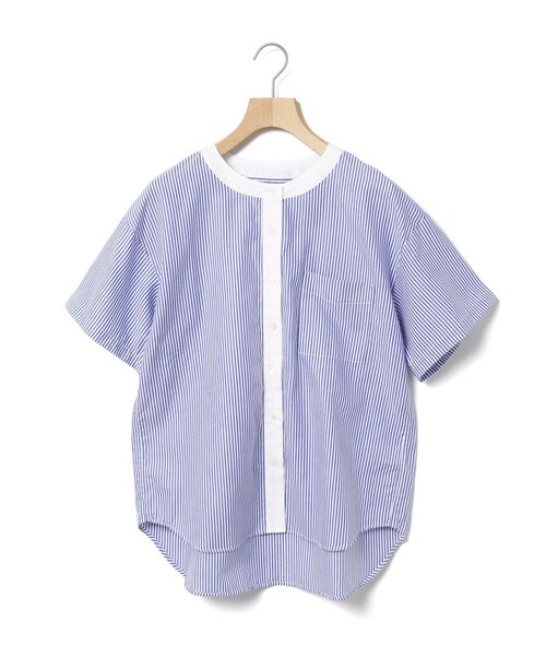MidiUmi(ミディウミ)の「MidiUmi クレリックストライプシャツ(シャツ/ブラウス・レディース・ライトブルー/ベージュ/ブラック・FREE)」の3枚目の写真