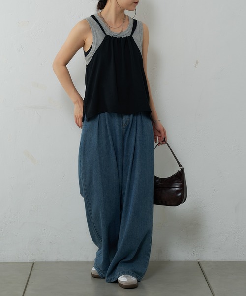 COLONY 2139(コロニートゥーワンスリーナイン)の「リネンライクキャミブラウス(キャミソール・レディース・ベージュ/ブラウン/ブラック・FREE)」の8枚目の写真