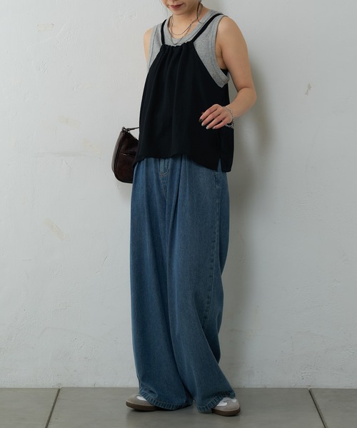 COLONY 2139(コロニートゥーワンスリーナイン)の「リネンライクキャミブラウス(キャミソール・レディース・ベージュ/ブラウン/ブラック・FREE)」の9枚目の写真