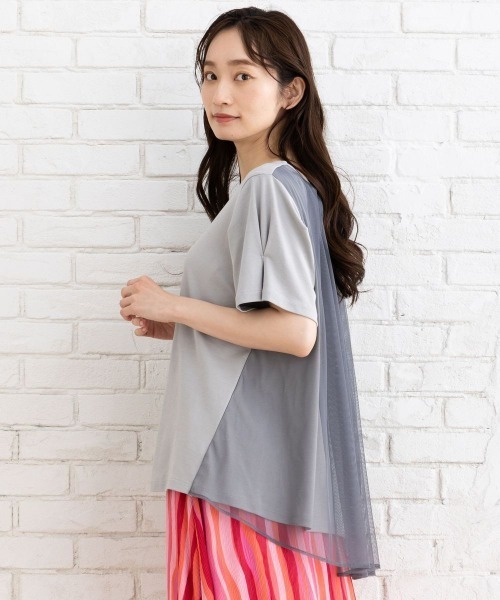 sabstreet my standard（サブストリートマイスタンダード）の「FONTLAB チュールレイヤードカットソー（Tシャツ/カットソー・レディース・グレー/ピンク・38）」の7枚目の写真