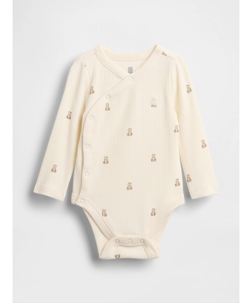 GAP（ギャップ）の「はじめてのお気に入り 細リブ クロスオーバー ボディスーツ (ベビー)（ロンパース・キッズ・ピンク/アイボリー・50cm/60cm/70cm/80ｃｍ）」の2枚目の写真