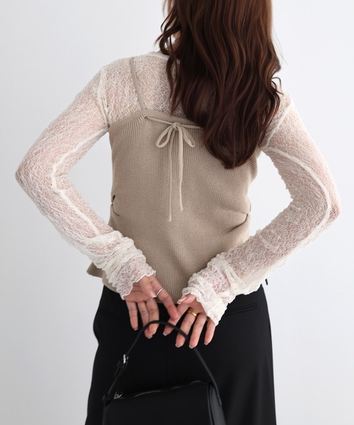 Freesia by andme（フリージアバイアンドミー）の「シアーレース長袖トップス（Tシャツ/カットソー・レディース・ブラック/ブルー/オフホワイト/ブラウン系その他・FREE）」の16枚目の写真
