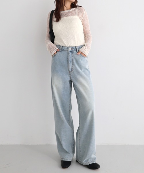 Freesia by andme（フリージアバイアンドミー）の「シアーレース長袖トップス（Tシャツ/カットソー・レディース・ブラック/ブルー/オフホワイト/ブラウン系その他・FREE）」の11枚目の写真