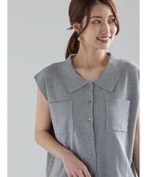Te chichi | 総針Wポケットスリーブレスポロニット(ニット/セーター)
