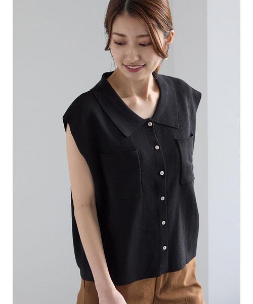 Te chichi（テチチ）の「総針Wポケットスリーブレスポロニット（ニット/セーター・レディース・ブラック/グレー/オフホワイト・F）」の3枚目の写真