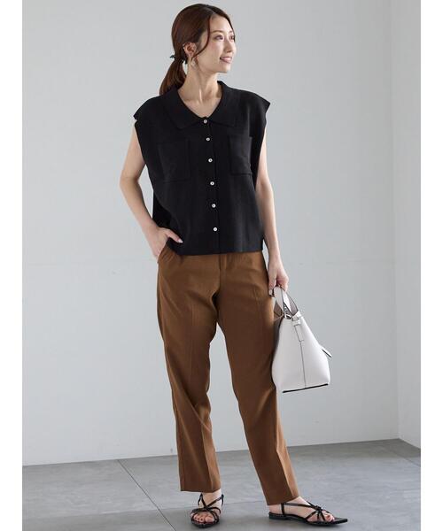 Te chichi（テチチ）の「総針Wポケットスリーブレスポロニット（ニット/セーター・レディース・ブラック/グレー/オフホワイト・F）」の5枚目の写真