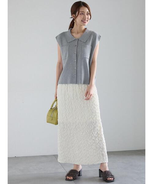 Te chichi（テチチ）の「総針Wポケットスリーブレスポロニット（ニット/セーター・レディース・ブラック/グレー/オフホワイト・F）」の7枚目の写真