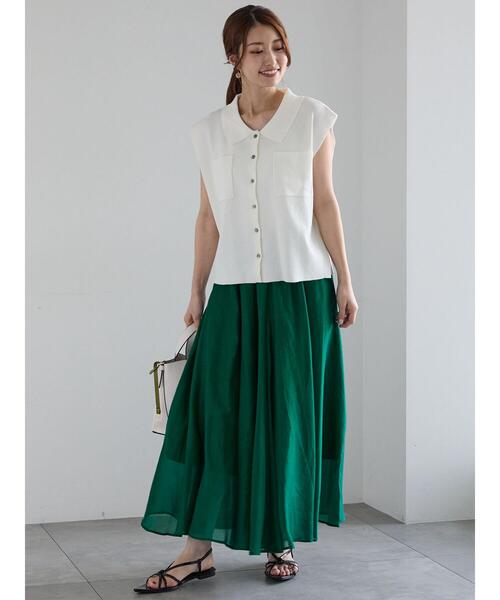 Te chichi（テチチ）の「総針Wポケットスリーブレスポロニット（ニット/セーター・レディース・ブラック/グレー/オフホワイト・F）」の10枚目の写真