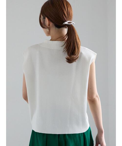 Te chichi（テチチ）の「総針Wポケットスリーブレスポロニット（ニット/セーター・レディース・ブラック/グレー/オフホワイト・F）」の13枚目の写真