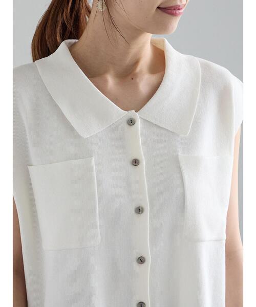 Te chichi（テチチ）の「総針Wポケットスリーブレスポロニット（ニット/セーター・レディース・ブラック/グレー/オフホワイト・F）」の15枚目の写真