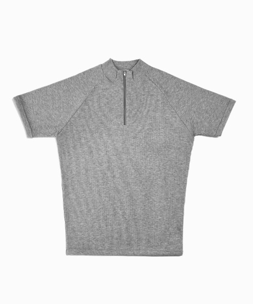 Chikashitsu +（チカシツプラス）の「【Chikashitsu +】mockneck zip half sleeve t-shirt / 【チカシツプラス】モックネックジップ半袖Tシャツ（Tシャツ/カットソー・メンズ・ブラック/グレー/ネイビー・ONE SIZE）」の9枚目の写真