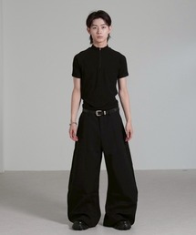Chikashitsu +（チカシツプラス）の「【Chikashitsu +】mockneck zip half sleeve t-shirt / 【チカシツプラス】モックネックジップ半袖Tシャツ（Tシャツ/カットソー）」