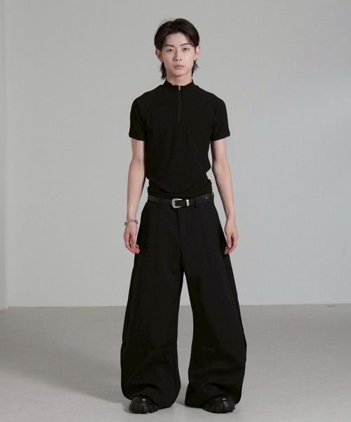 Chikashitsu +（チカシツプラス）の「【Chikashitsu +】mockneck zip half sleeve t-shirt / 【チカシツプラス】モックネックジップ半袖Tシャツ（Tシャツ/カットソー・メンズ・ブラック/グレー/ネイビー・ONE SIZE）」の21枚目の写真