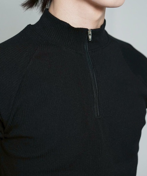 Chikashitsu +(チカシツプラス)の「【Chikashitsu +】mockneck zip half sleeve t-shirt / 【チカシツプラス】モックネックジップ半袖Tシャツ(Tシャツ/カットソー・メンズ・ブラック/グレー/ネイビー・ONE SIZE)」の9枚目の写真