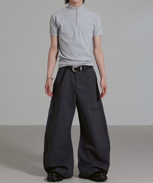 Chikashitsu +(チカシツプラス)の「【Chikashitsu +】mockneck zip half sleeve t-shirt / 【チカシツプラス】モックネックジップ半袖Tシャツ(Tシャツ/カットソー・メンズ・ブラック/グレー/ネイビー・ONE SIZE)」の21枚目の写真