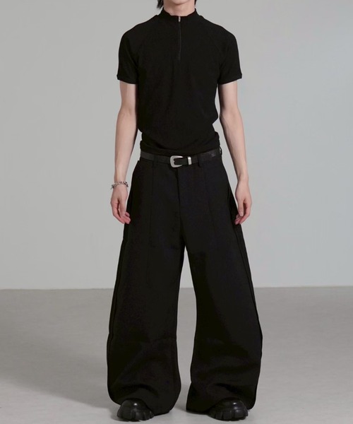 Chikashitsu +(チカシツプラス)の「【Chikashitsu +】mockneck zip half sleeve t-shirt / 【チカシツプラス】モックネックジップ半袖Tシャツ(Tシャツ/カットソー・メンズ・ブラック/グレー/ネイビー・ONE SIZE)」の6枚目の写真