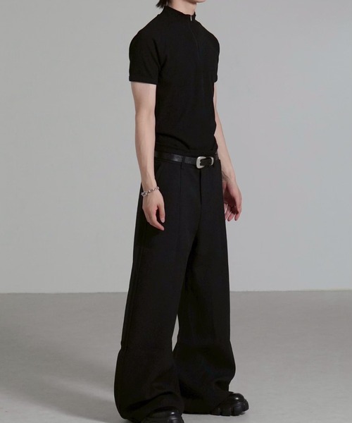 Chikashitsu +(チカシツプラス)の「【Chikashitsu +】mockneck zip half sleeve t-shirt / 【チカシツプラス】モックネックジップ半袖Tシャツ(Tシャツ/カットソー・メンズ・ブラック/グレー/ネイビー・ONE SIZE)」の7枚目の写真