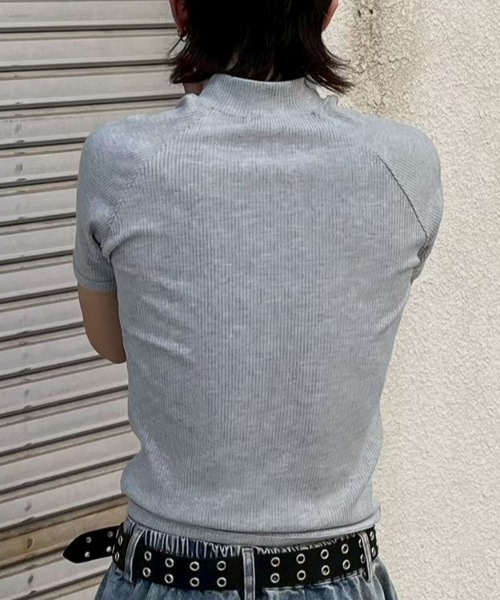 Chikashitsu +(チカシツプラス)の「【Chikashitsu +】mockneck zip half sleeve t-shirt / 【チカシツプラス】モックネックジップ半袖Tシャツ(Tシャツ/カットソー・メンズ・ブラック/グレー/ネイビー・ONE SIZE)」の15枚目の写真