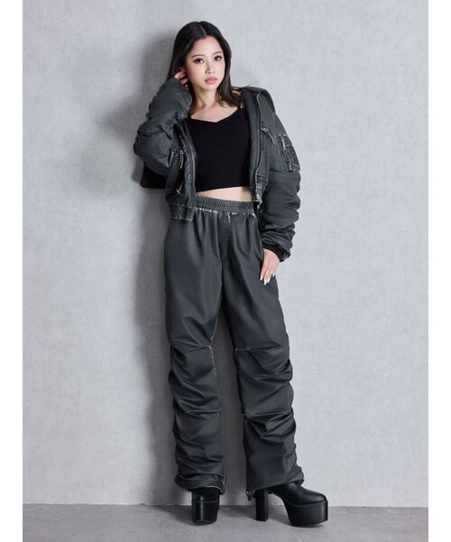 GYDA(ジェイダ)の「pigment processed hoodieブルゾン(ブルゾン・レディース・チャコールグレー/カーキ・FREE)」の5枚目の写真