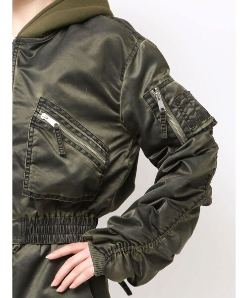 GYDA(ジェイダ)の「pigment processed hoodieブルゾン(ブルゾン・レディース・チャコールグレー/カーキ・FREE)」の10枚目の写真