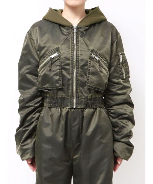 GYDA(ジェイダ)の「pigment processed hoodieブルゾン(ブルゾン・レディース・チャコールグレー/カーキ・FREE)」の2枚目の写真