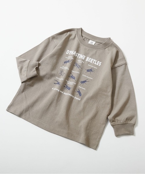 綿100％ デビラボ BIGシルエット プリント袖リブ 長袖Ｔシャツ
