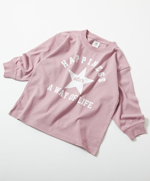 綿100％ デビラボ BIGシルエット プリント袖リブ 長袖Ｔシャツ