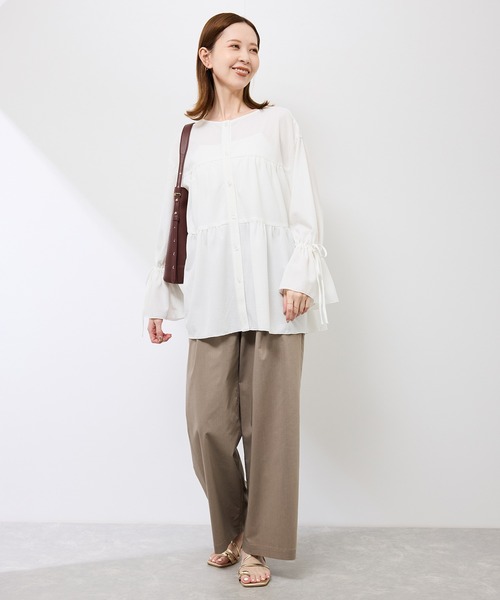 ROPE' PICNIC(ロペピクニック)の「【羽織にもなる】シアーワッシャーブラウスカーディガン(シャツ/ブラウス・レディース・ダークブラウン/ライトグリーン/キナリ・FREE)」の5枚目の写真