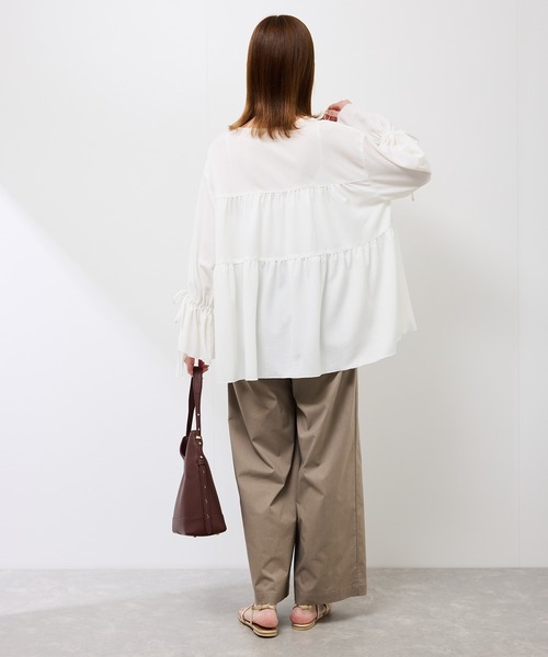 ROPE' PICNIC(ロペピクニック)の「【羽織にもなる】シアーワッシャーブラウスカーディガン(シャツ/ブラウス・レディース・ダークブラウン/ライトグリーン/キナリ・FREE)」の7枚目の写真