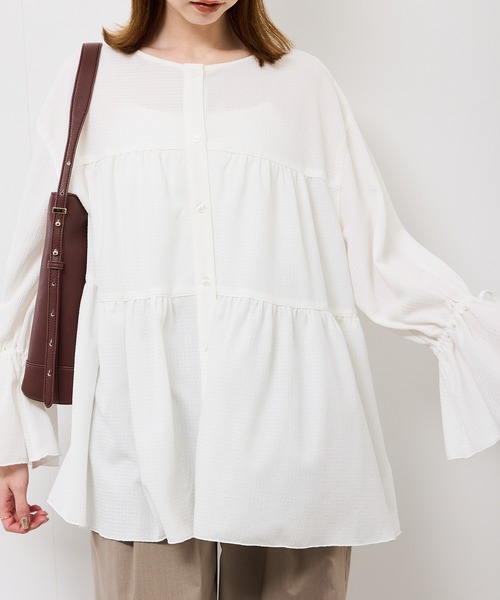 ROPE' PICNIC(ロペピクニック)の「【羽織にもなる】シアーワッシャーブラウスカーディガン(シャツ/ブラウス・レディース・ダークブラウン/ライトグリーン/キナリ・FREE)」の8枚目の写真