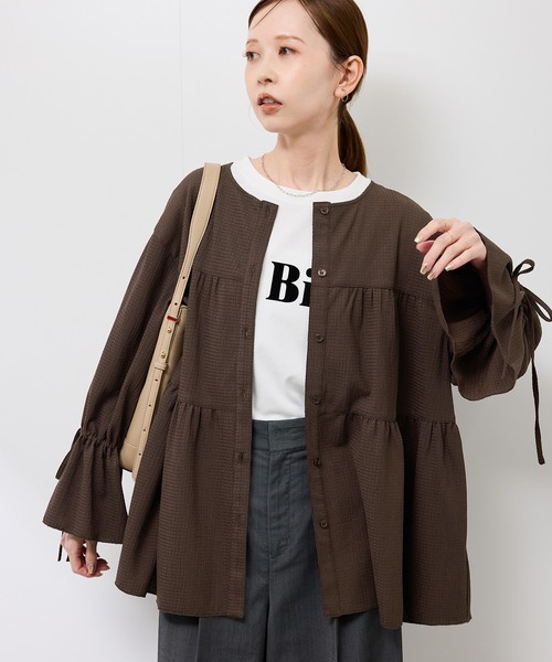 ROPE' PICNIC(ロペピクニック)の「【羽織にもなる】シアーワッシャーブラウスカーディガン(シャツ/ブラウス・レディース・ダークブラウン/ライトグリーン/キナリ・FREE)」の16枚目の写真