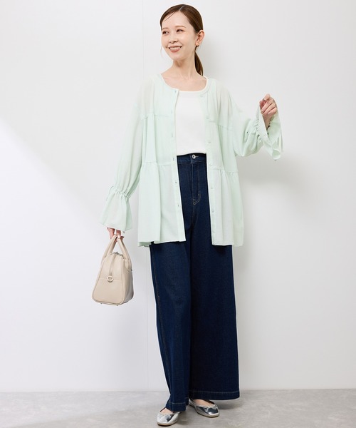 ROPE' PICNIC(ロペピクニック)の「【羽織にもなる】シアーワッシャーブラウスカーディガン(シャツ/ブラウス・レディース・ダークブラウン/ライトグリーン/キナリ・FREE)」の19枚目の写真