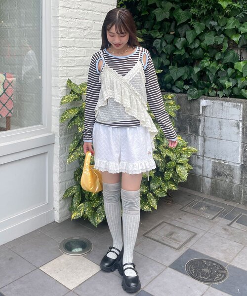 HELLO.SANFRANCISCO(ハローサンフランシスコ)の「【HELLO.SANFRANCISCO/ハローサンフランシスコ】アシメフリルドットレースキャミ(キャミソール・レディース・オフホワイト/サックスブルー/ブラック・ONE SIZE)」の22枚目の写真