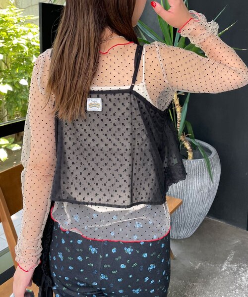 HELLO.SANFRANCISCO(ハローサンフランシスコ)の「【HELLO.SANFRANCISCO/ハローサンフランシスコ】アシメフリルドットレースキャミ(キャミソール・レディース・オフホワイト/サックスブルー/ブラック・ONE SIZE)」の17枚目の写真