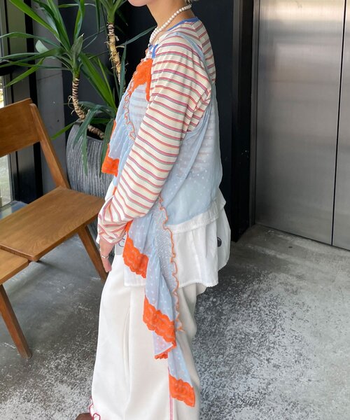 HELLO.SANFRANCISCO(ハローサンフランシスコ)の「【HELLO.SANFRANCISCO/ハローサンフランシスコ】アシメフリルドットレースキャミ(キャミソール・レディース・オフホワイト/サックスブルー/ブラック・ONE SIZE)」の11枚目の写真