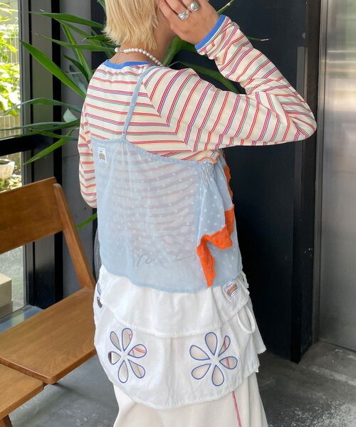 HELLO.SANFRANCISCO(ハローサンフランシスコ)の「【HELLO.SANFRANCISCO/ハローサンフランシスコ】アシメフリルドットレースキャミ(キャミソール・レディース・オフホワイト/サックスブルー/ブラック・ONE SIZE)」の12枚目の写真