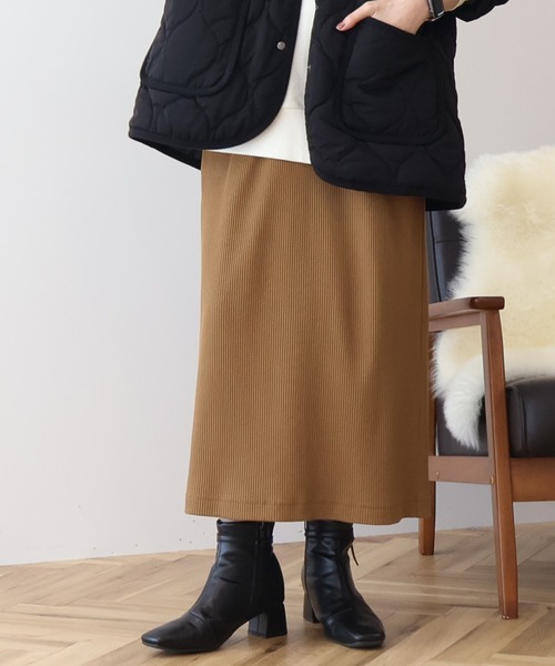 AMERICAN HOLIC（アメリカンホリック）の「針抜きリブナロースカート（スカート・レディース・チャコールグレー/ダークグリーン/ホワイト系その他2/キャメル/ブラック・M/L）」の5枚目の写真