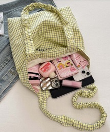 Mignonjour（ミニョンジュール）の「FReePLACe/くしゅくしゅショルダー チェック柄トートバッグ X12591（トートバッグ）」