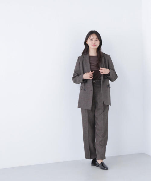 Natural Basic パンツスーツ 19BR グレー セール】◇リネンライク