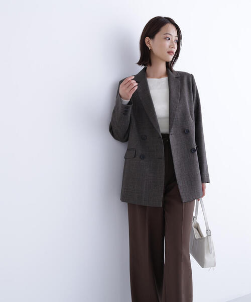 ◇シャークスキン SETUPダブルブレストジャケット（テーラード