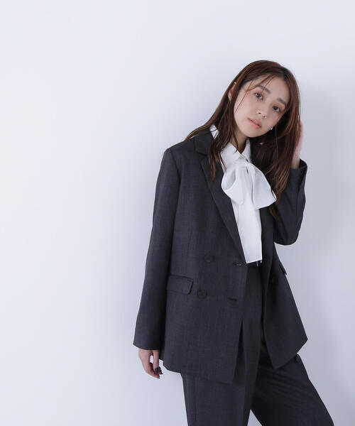 セール】◇シャークスキン SETUPダブルブレストジャケット（テーラード