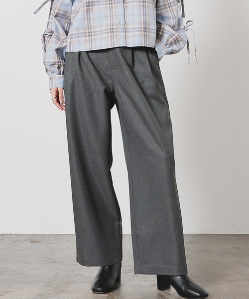 Honeys（ハニーズ）の「ストレートパンツ（股下６４ｃｍ）（スラックス・レディース・ブラック/ヘザーチャコール/ブラウン・SS/S/M/LL/L）」の2枚目の写真