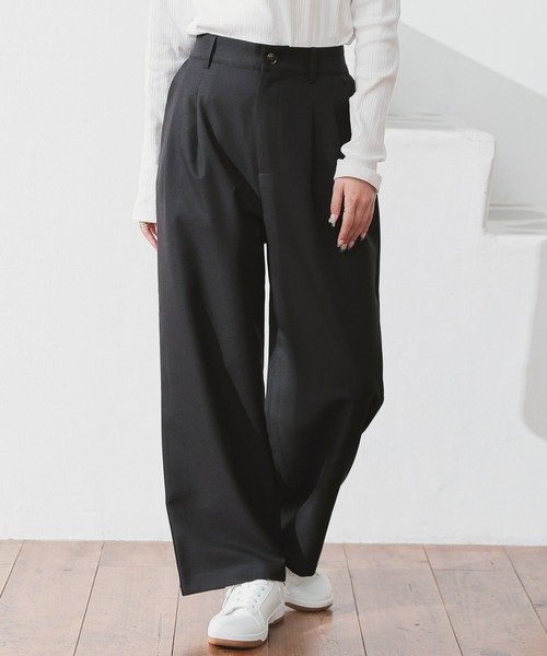 Honeys（ハニーズ）の「ストレートパンツ（股下６４ｃｍ）（スラックス・レディース・ブラック/ヘザーチャコール/ブラウン・SS/S/M/LL/L）」の7枚目の写真