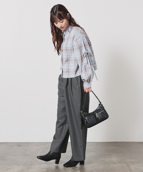 Honeys（ハニーズ）の「ストレートパンツ（股下６４ｃｍ）（スラックス・レディース・ブラック/ヘザーチャコール/ブラウン・SS/S/M/LL/L）」の9枚目の写真